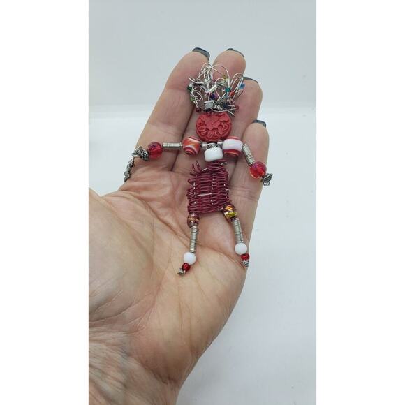 Vintage Figural Stick Pin Artisan Beads Wild Hair Moonbabies Person Girl Boy - Picture 8 of 8